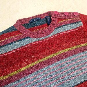 Karen Scott Sport Vintage Retro 80s 90s Women's Sweater Pullower Striped Size L